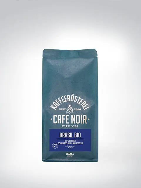 Verpackung des Brasil Bio Kaffees von Cafe Noir Zürich, 350g Tüte