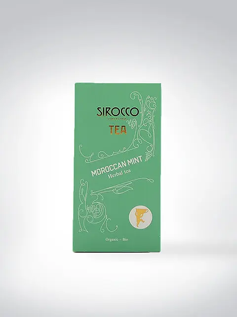 Verpackung von Sirocco Tee mit marokkanischer Minze, Bio-Qualität