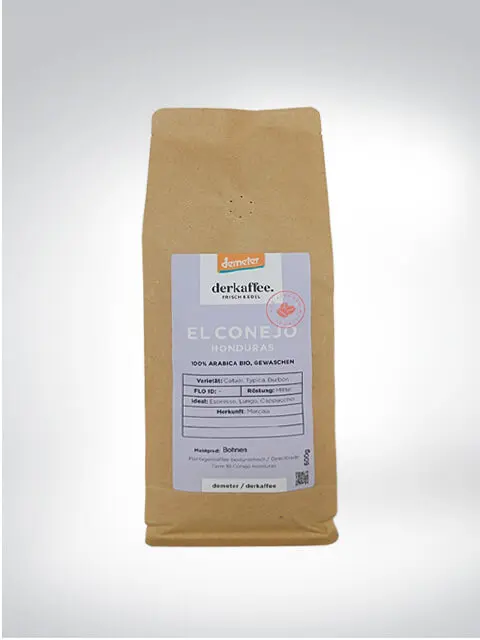 Packung des Demeter Bio-Kaffees El Conejo aus Honduras, 100% Arabica, 250g