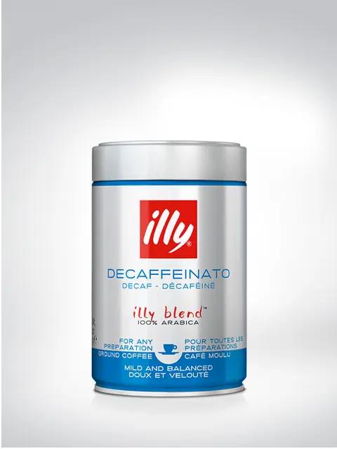 Dose mit Illy entkoffeiniertem gemahlenen Kaffee, 100% Arabica, 250g