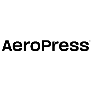 Schwarzes AeroPress-Logo auf transparentem Hintergrund