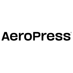 Schwarzes AeroPress-Logo auf transparentem Hintergrund