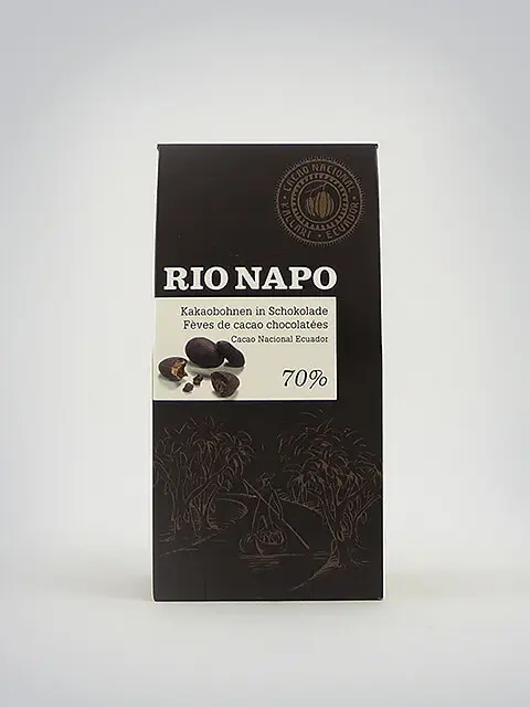 Verpackung von Rio Napo 70% Kakaobohnen in Schokolade aus Ecuador