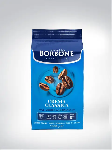 A pack of Caffè Borbone Crema Classica coffee beans, 1000g