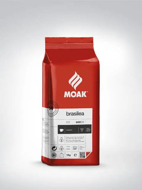 Rote Kaffeeverpackung MOAK Brasilea mit 1kg Inhalt