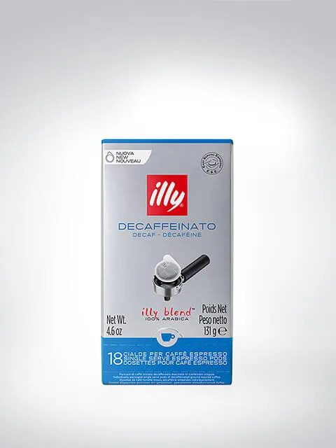 Verpackung von Illy entkoffeinierten Espresso-Kapseln mit 18 Stück Inhalt