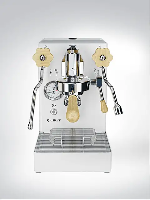 Elegant Lelit espresso machine with chrome handles and pressure gauge for optimal coffee enjoyment