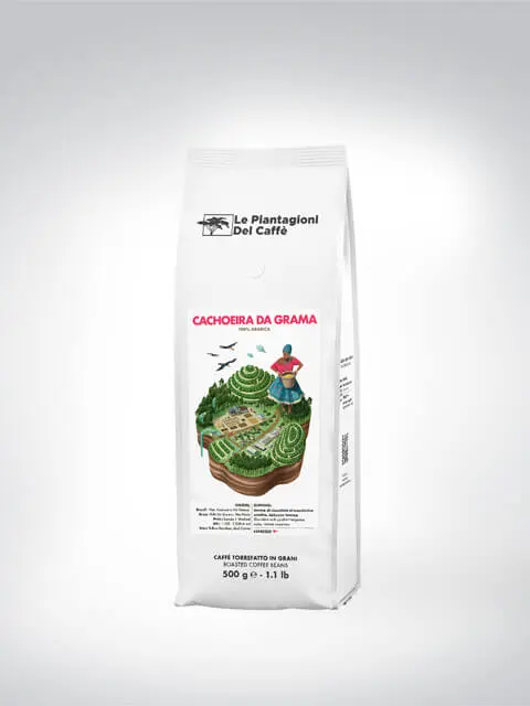 Eine Packung Le Plantagioni del Caffè Cachoeira da Grama Kaffee mit 500g Inhalt