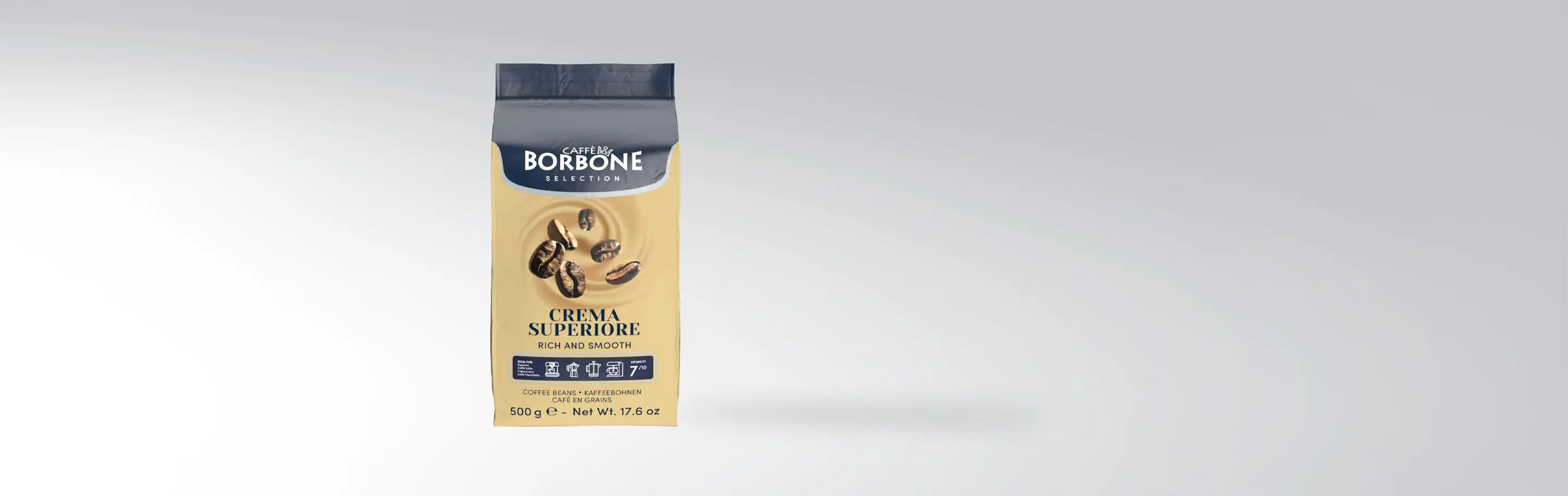 Packung Caffè Borbone Crema Superiore, reich und geschmeidig, 500g ganze Bohnen