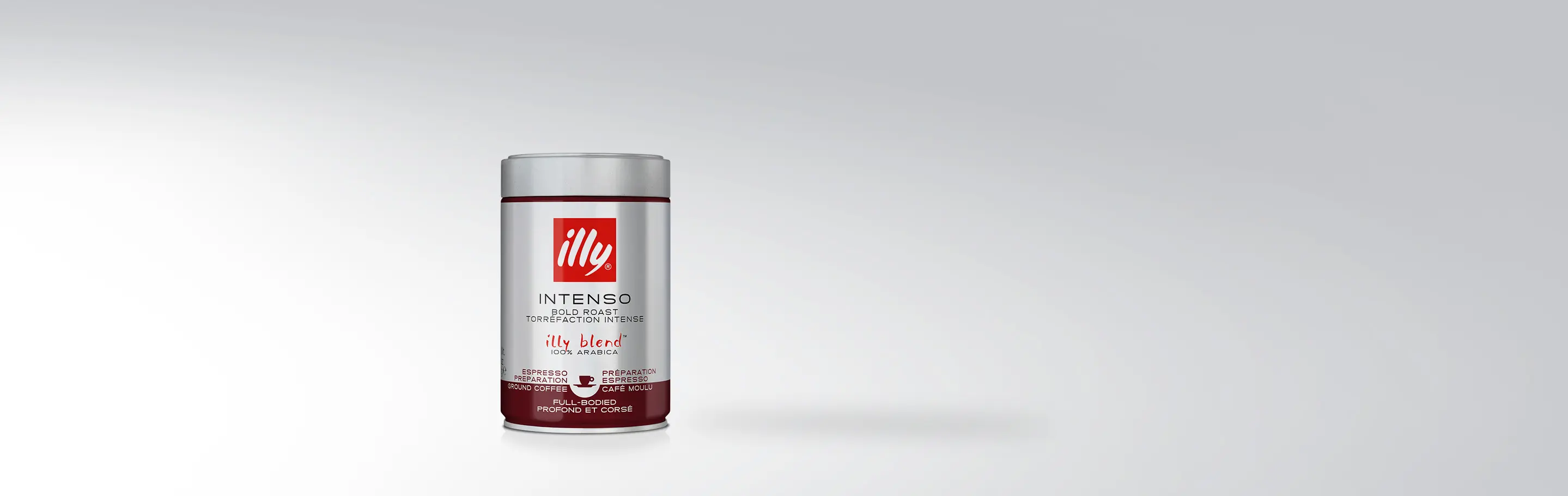 Eine 250g Dose illy Intenso Kaffee, geröstet und gemahlen, ideal für Espresso-Liebhaber. Intensives Aroma und voller Geschmack.