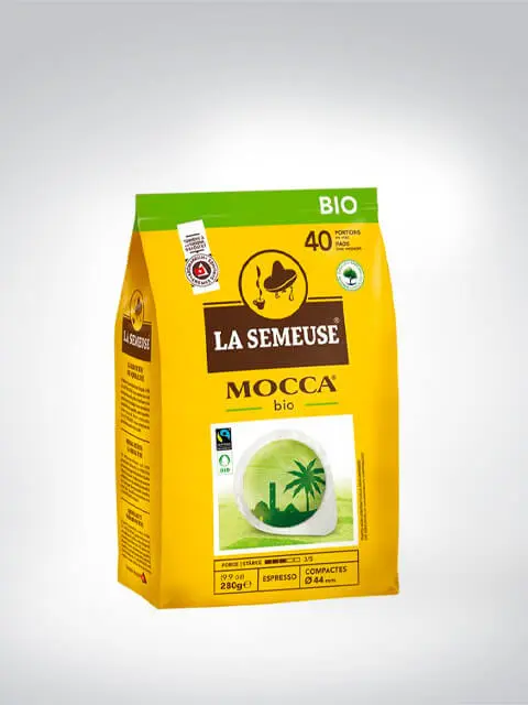 Verpackung von La Semeuse Mocca Bio Kaffee mit 40 Portionen