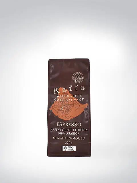 Packung Kaffa Wildkaffee Espresso, 220g, aus 100% Arabica, gemahlen, aus dem Kaffa Forest in Äthiopien