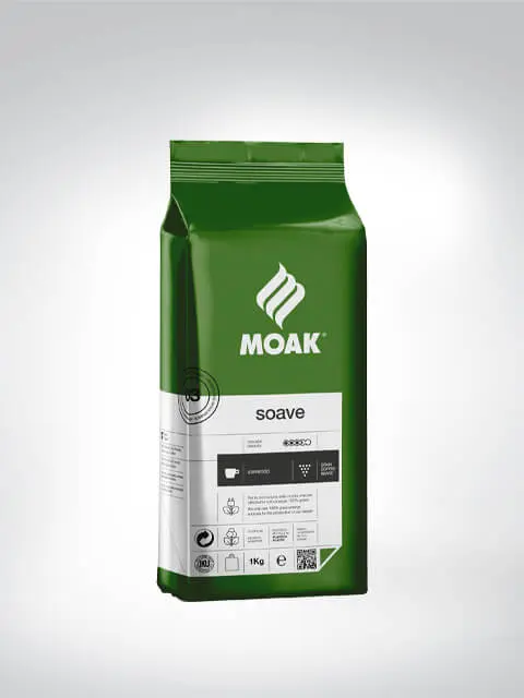 Verpackung des Moak Kaffee Soave, 1 kg, grüne Verpackung