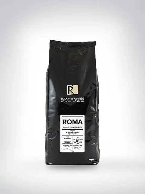 Packung Rast Kaffee Roma, Gourmet Rösterei, 1000g ganze Bohnen