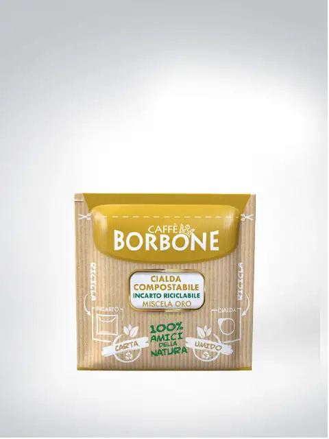 Packaging of Caffè Borbone ESE Pods Miscela Oro, compostable