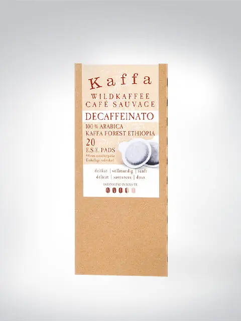 Packung Kaffa Wildkaffee Decaffeinato E.S.E. Pads mit 20 Stück, koffeinfrei, 100% Arabica aus Äthiopien