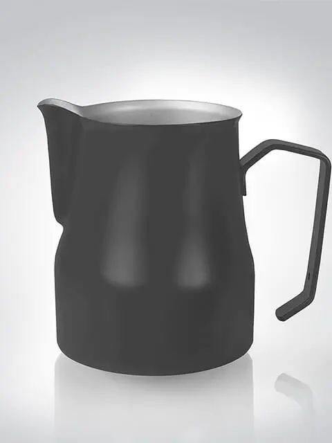 Schwarze Kaffeekanne mit modernem Design und ergonomischem Griff