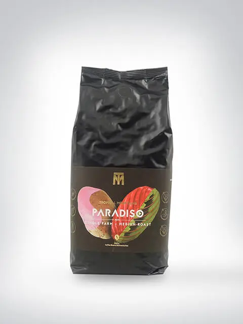 Packung Paradiso Kaffee, Medium Röstung, 1kg in schwarzem Beutel