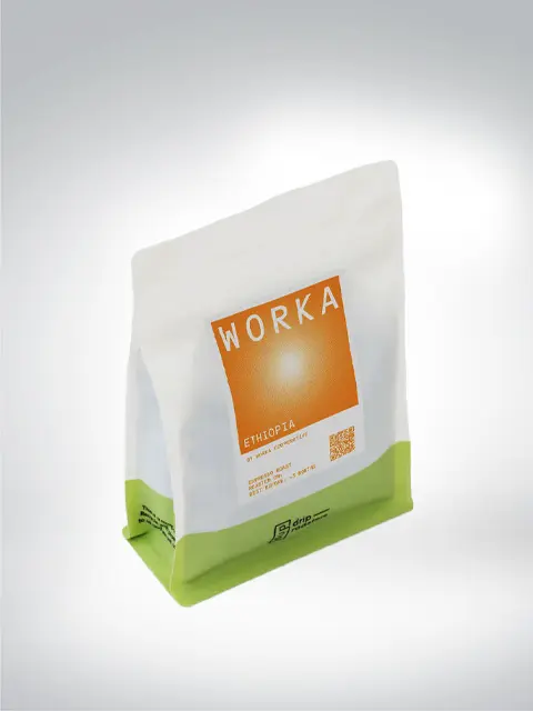 Packaging of Ethiopian Worka coffee