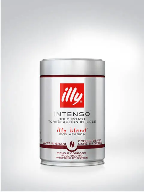 Dose mit Illy Intenso Kaffeebohnen 100% Arabica, 250g