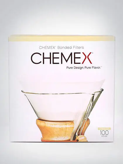 Verpackung von Chemex Kaffeefiltern mit 100 Stück Inhalt