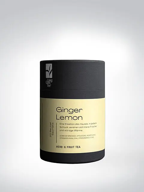 Dose mit Ginger Lemon Tee von Alnatura, 20 Pyramidenbeutel