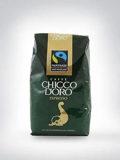 Packung Caffè Chicco d'Oro Espresso mit Fairtrade-Siegel, 1kg Kaffeebohnen