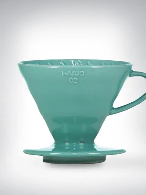 HARIO V60 Kaffeefilterhalter aus Keramik in der Farbe Türkis, Größe 02