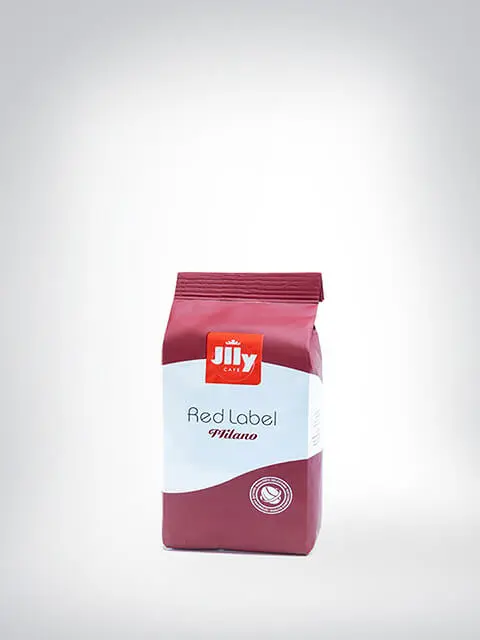 Kaffeepackung Jilly Café Red Label Milano, 1 kg, vor neutralem Hintergrund