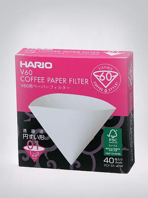 Hario V60 Papierfilter für Kaffee, Größe 01, Packung mit 40 Stück, FSC-zertifiziert