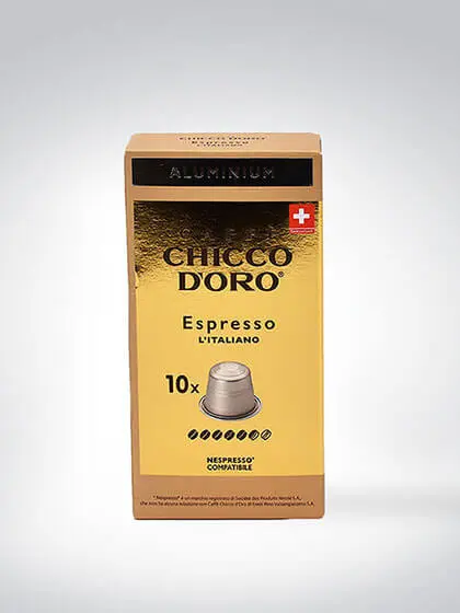 Verpackung der Chicco d'Oro Espresso L'Italiano Kaffeekapseln, Nespresso-kompatibel