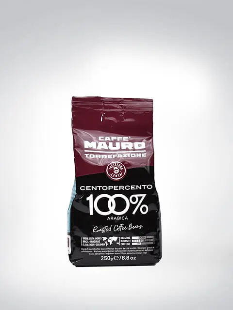 Eine Packung Caffè Mauro Centopercento 100% Arabica geröstete Kaffeebohnen, 250g